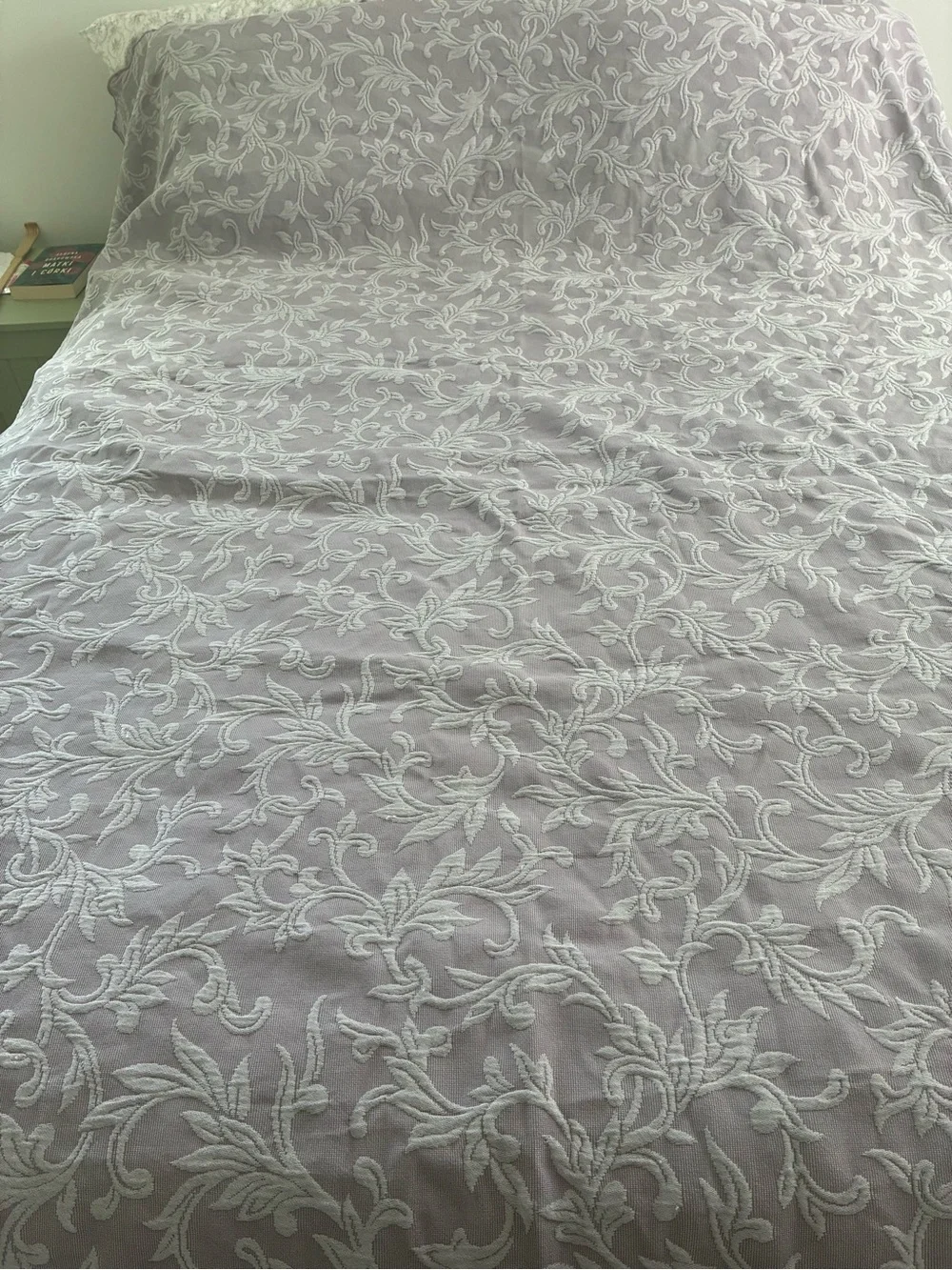 Vtg JCPenney Home Queen Matelasse Quilt Coverlet  Violet Lavender Woven Cotton